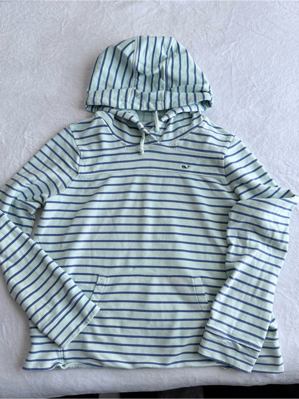 Vineyard Vines Mint Green & Navy Striped Hoodie LG - Picture 6 of 15